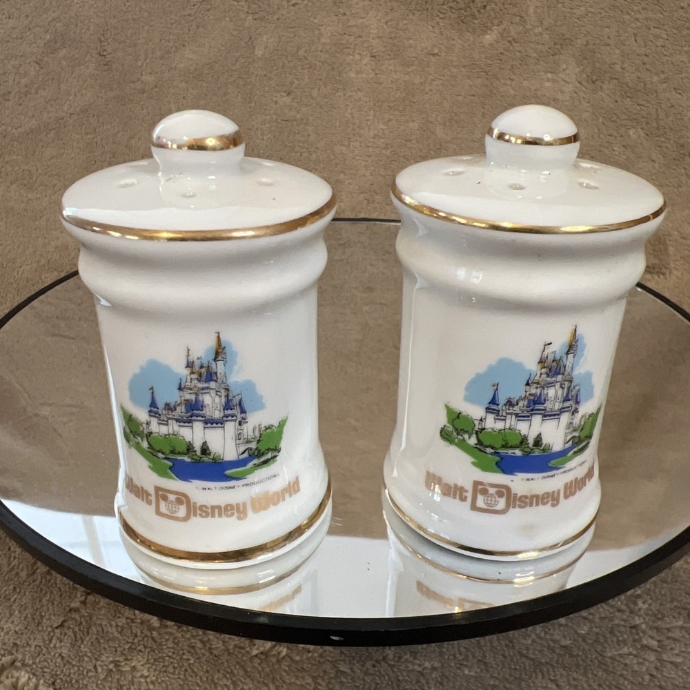 Vintage Walt Disney Productions Disney World Ceramic Salt and Pepper Shakers Set